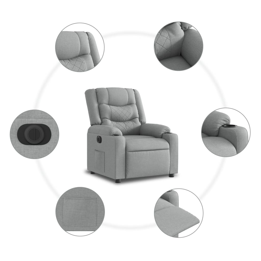 Fauteuil inclinable électrique gris clair tissu - XIOS
