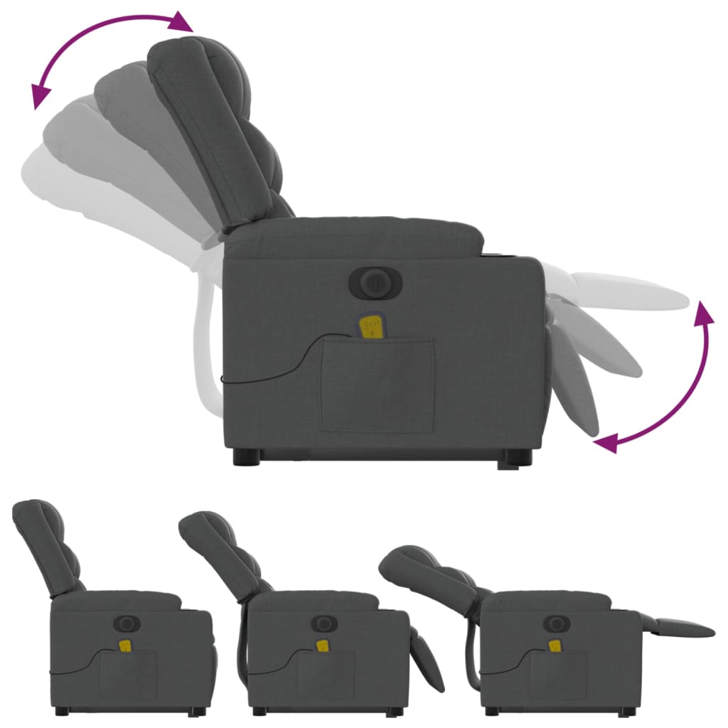 Fauteuil inclinable de massage électrique Gris foncé Tissu - XIOS