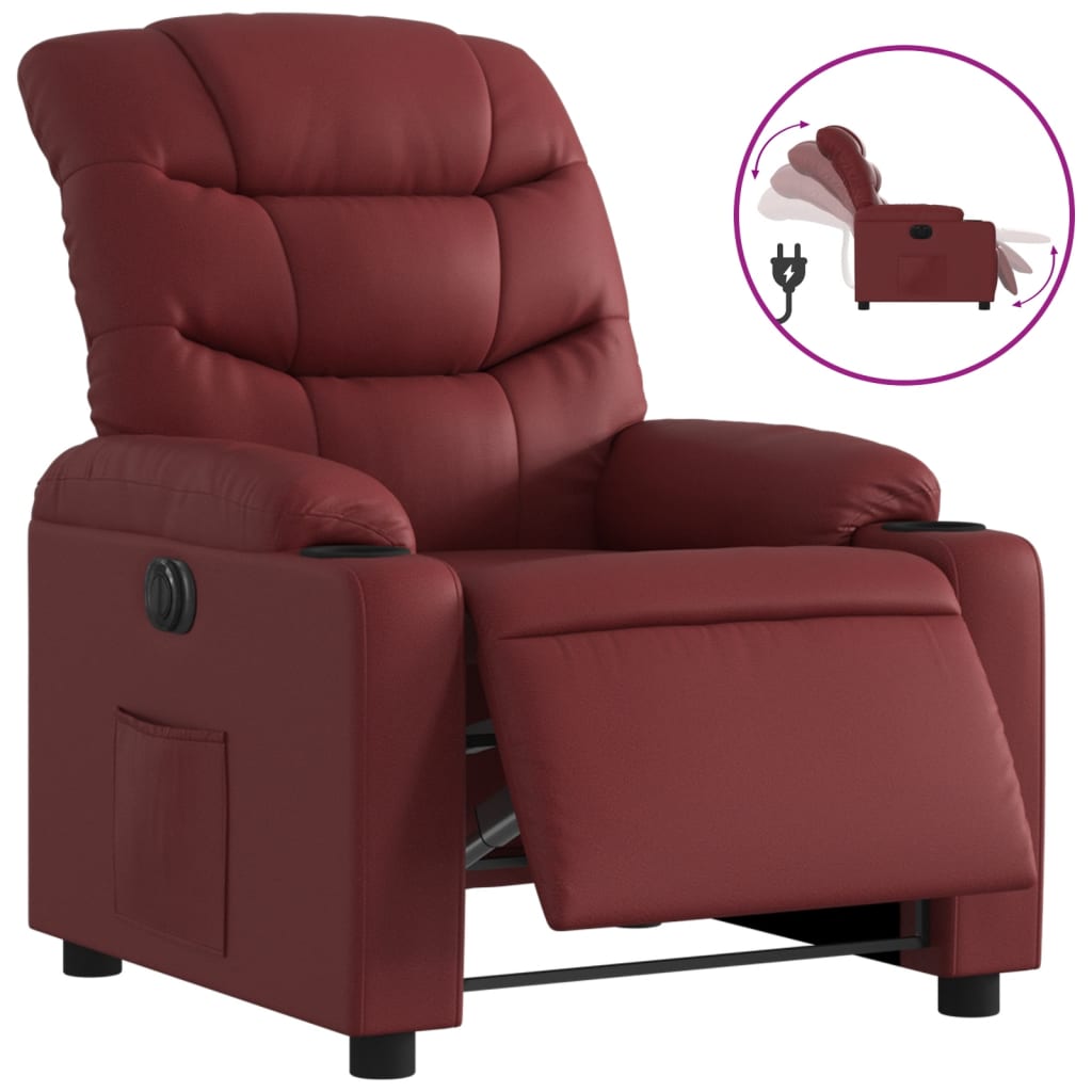 Fauteuil inclinable électrique Rouge bordeaux Similicuir - XIOS