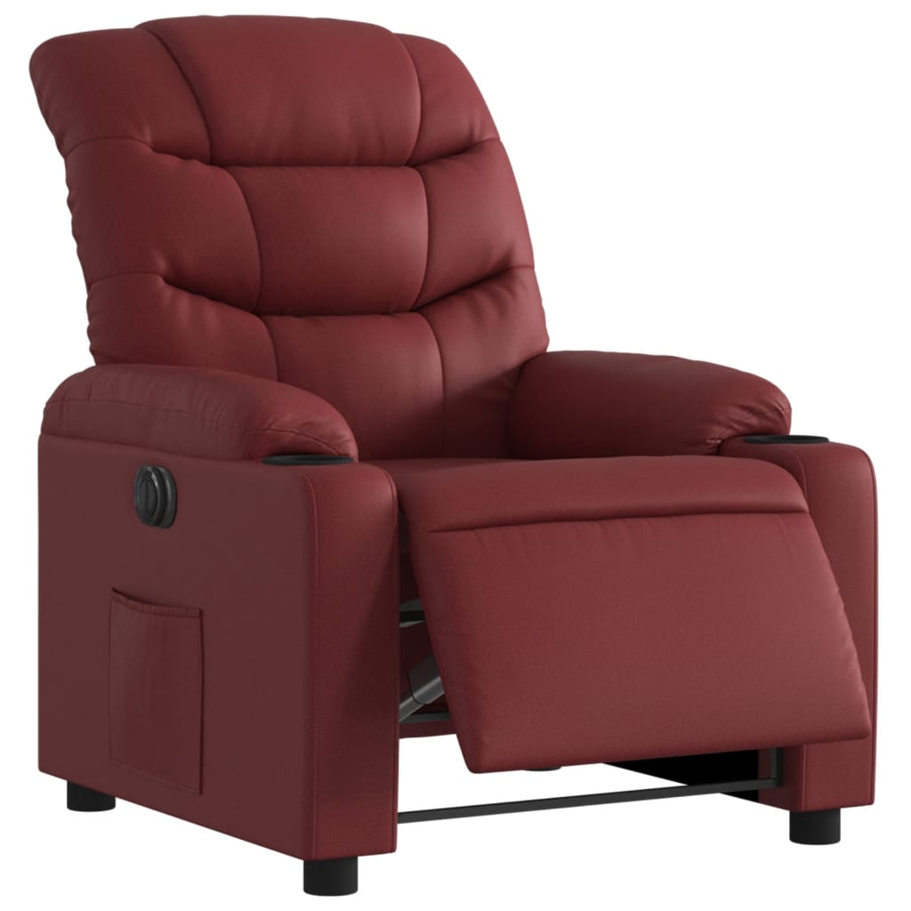 Fauteuil inclinable électrique Rouge bordeaux Similicuir - XIOS