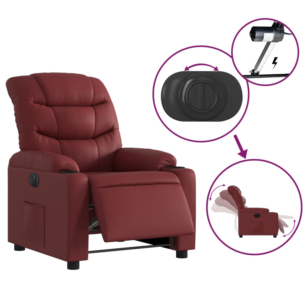Fauteuil inclinable électrique Rouge bordeaux Similicuir - XIOS