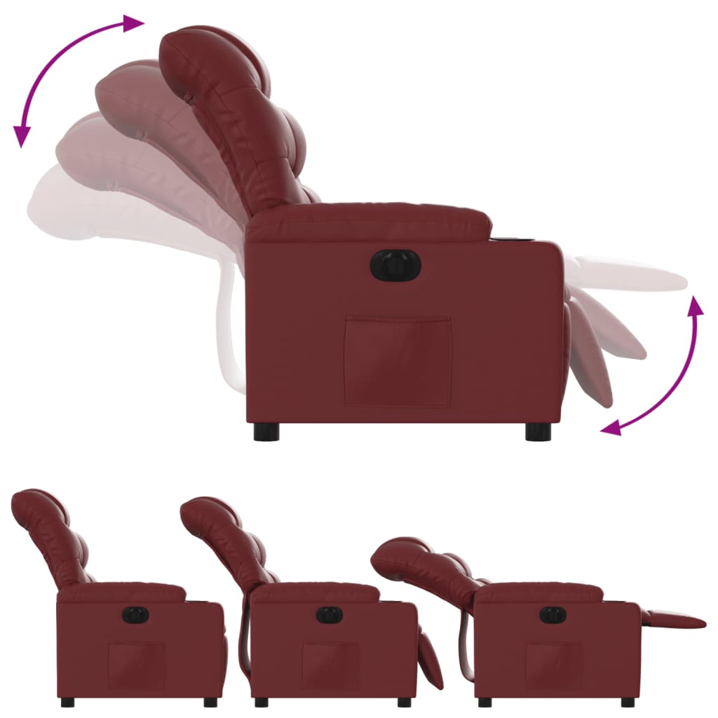 Fauteuil inclinable électrique Rouge bordeaux Similicuir - XIOS