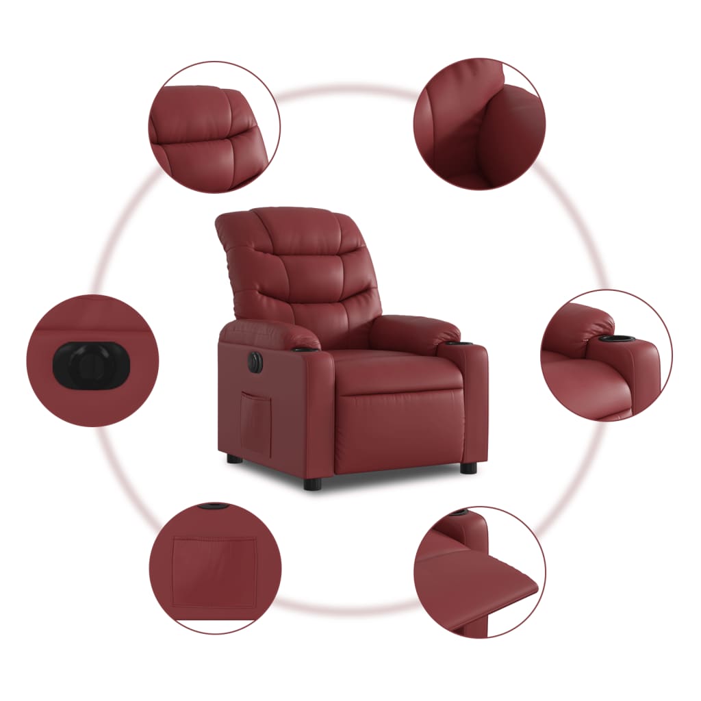 Fauteuil inclinable électrique Rouge bordeaux Similicuir - XIOS