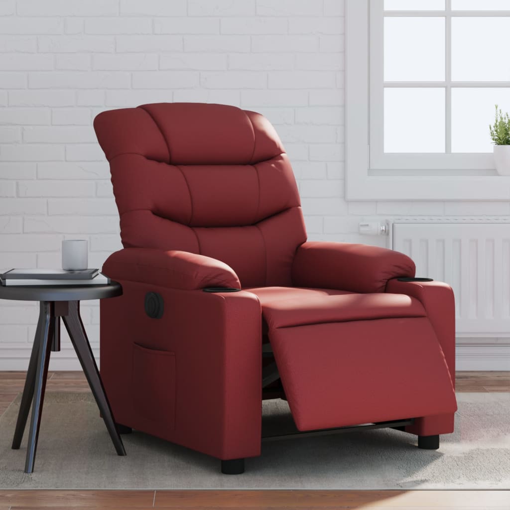 Fauteuil inclinable électrique Rouge bordeaux Similicuir - XIOS