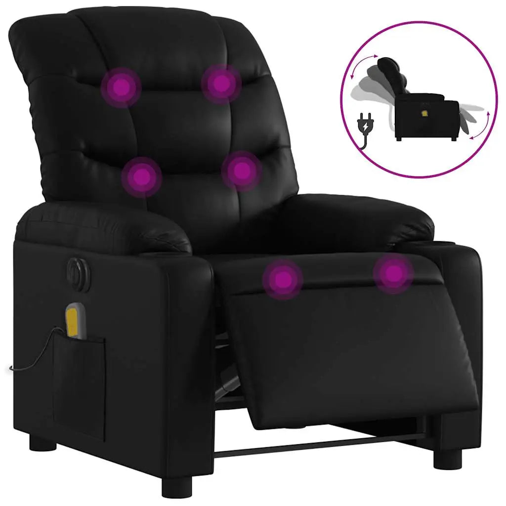 Fauteuil de massage inclinable électrique noir similicuir - XIOS