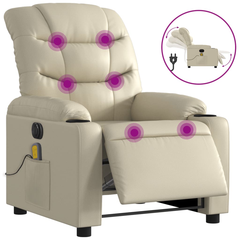 Fauteuil de massage inclinable électrique crème similicuir - XIOS