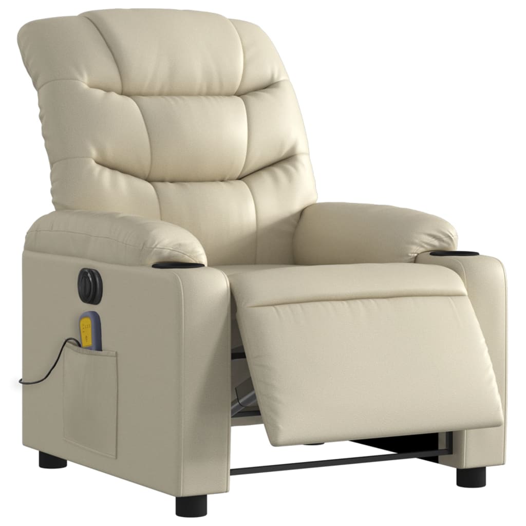 Fauteuil de massage inclinable électrique crème similicuir - XIOS