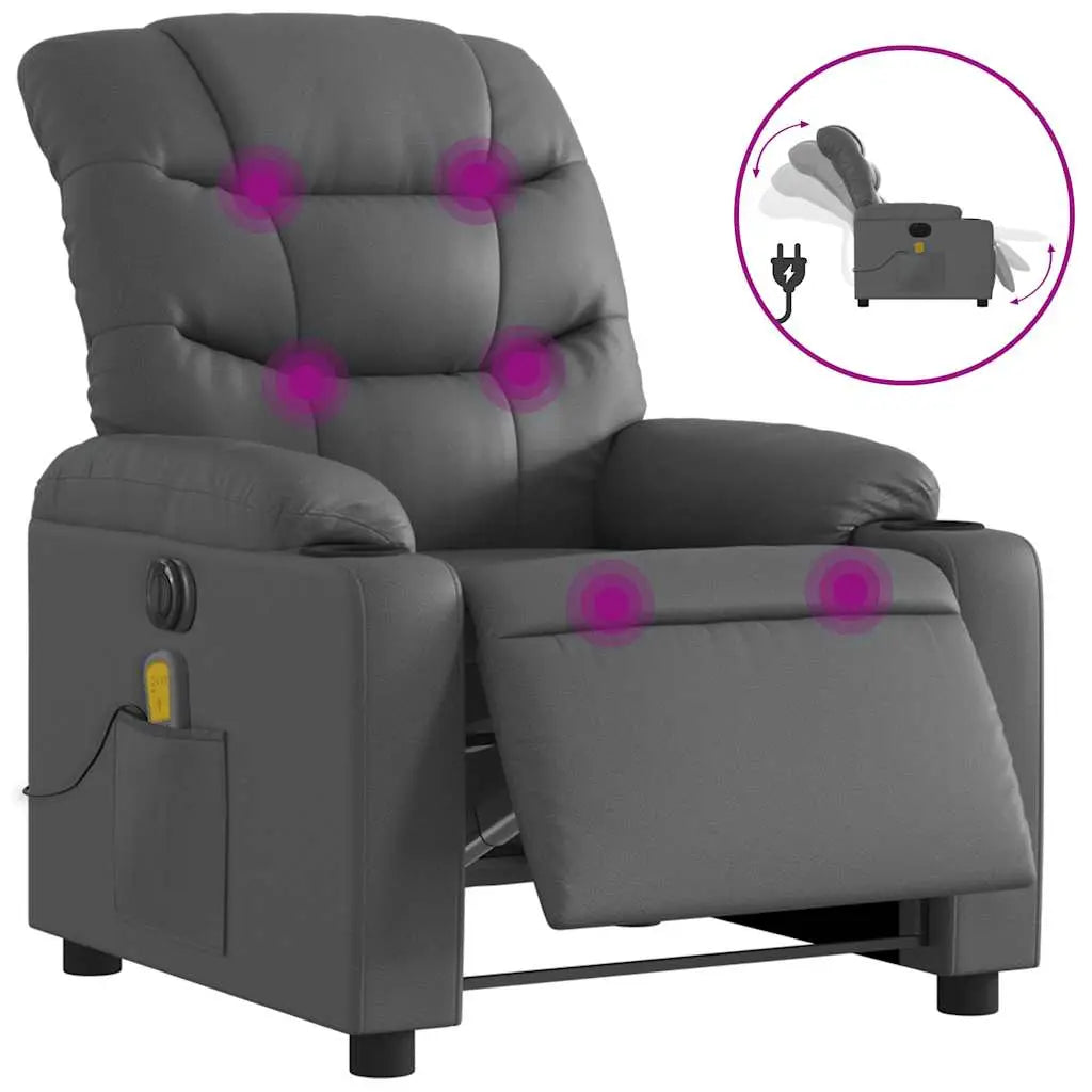 Fauteuil de massage inclinable électrique gris similicuir - XIOS