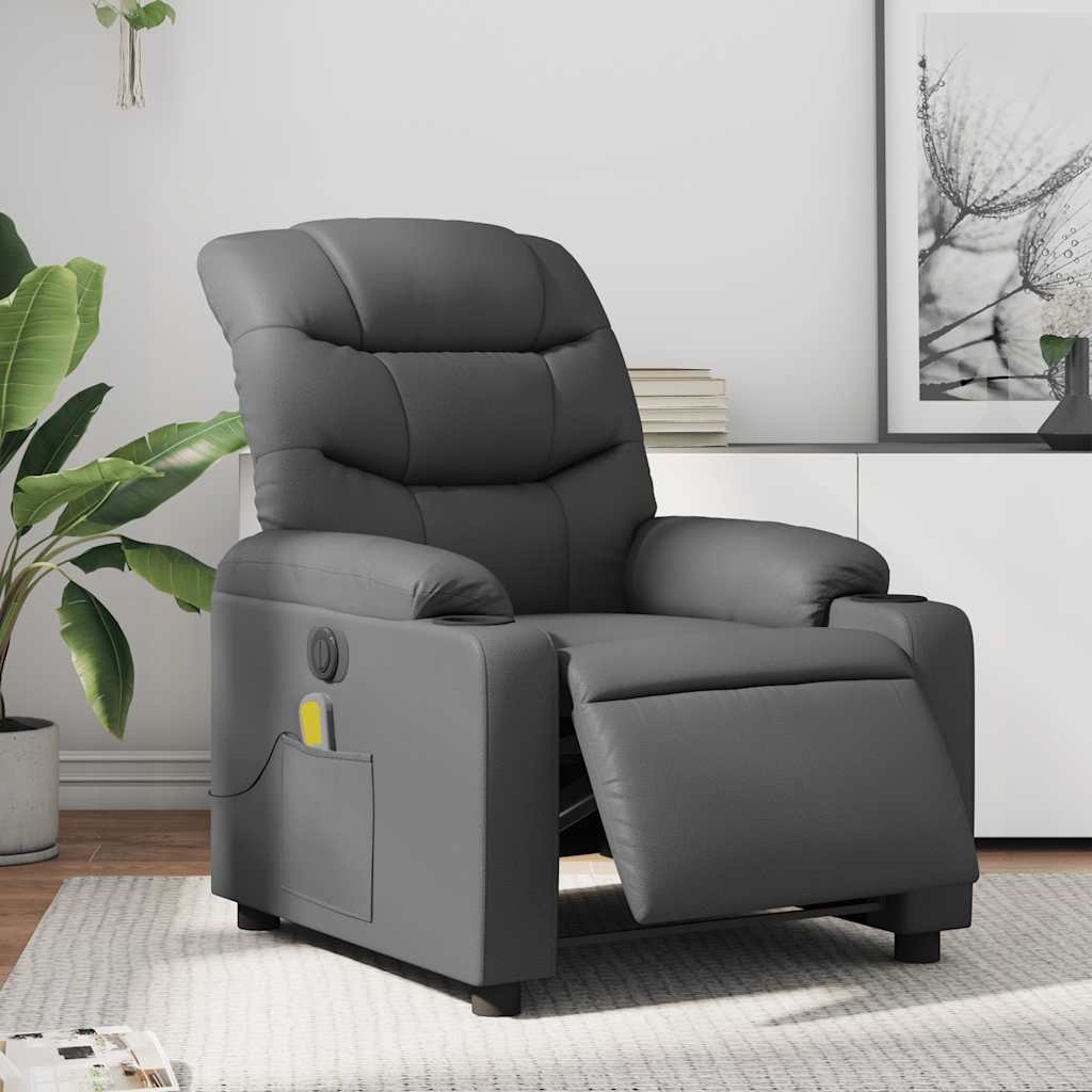 Fauteuil de massage inclinable électrique gris similicuir - XIOS