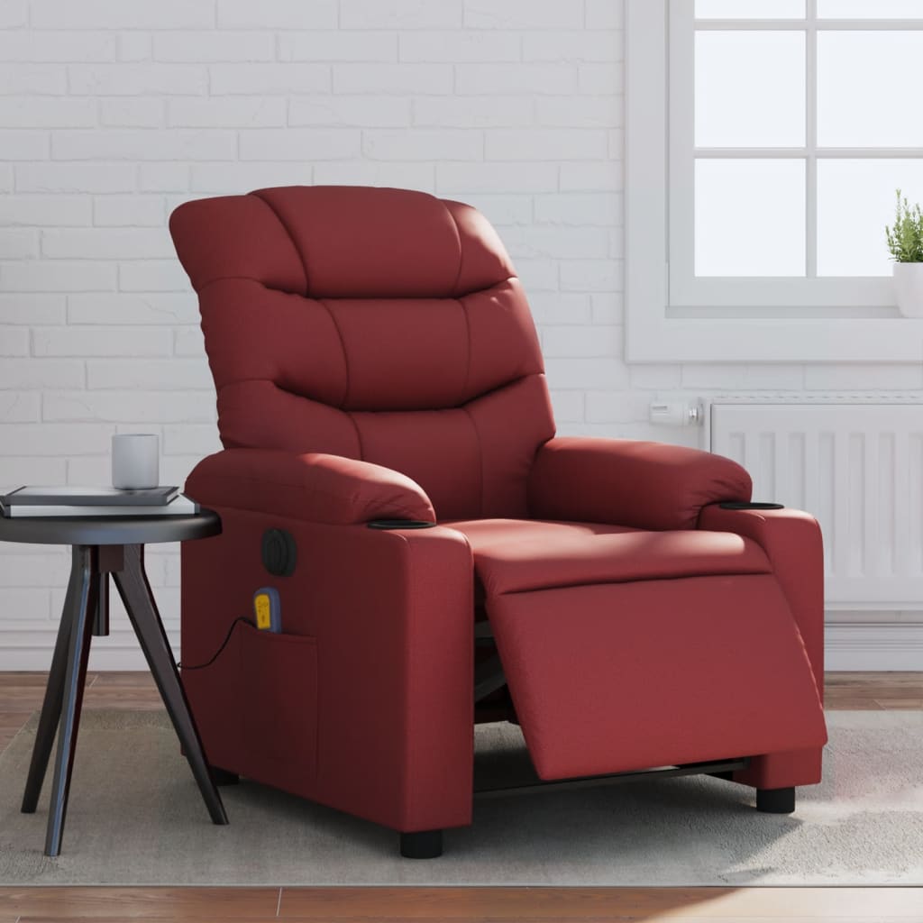 Fauteuil de massage inclinable électrique rouge bordeaux - XIOS
