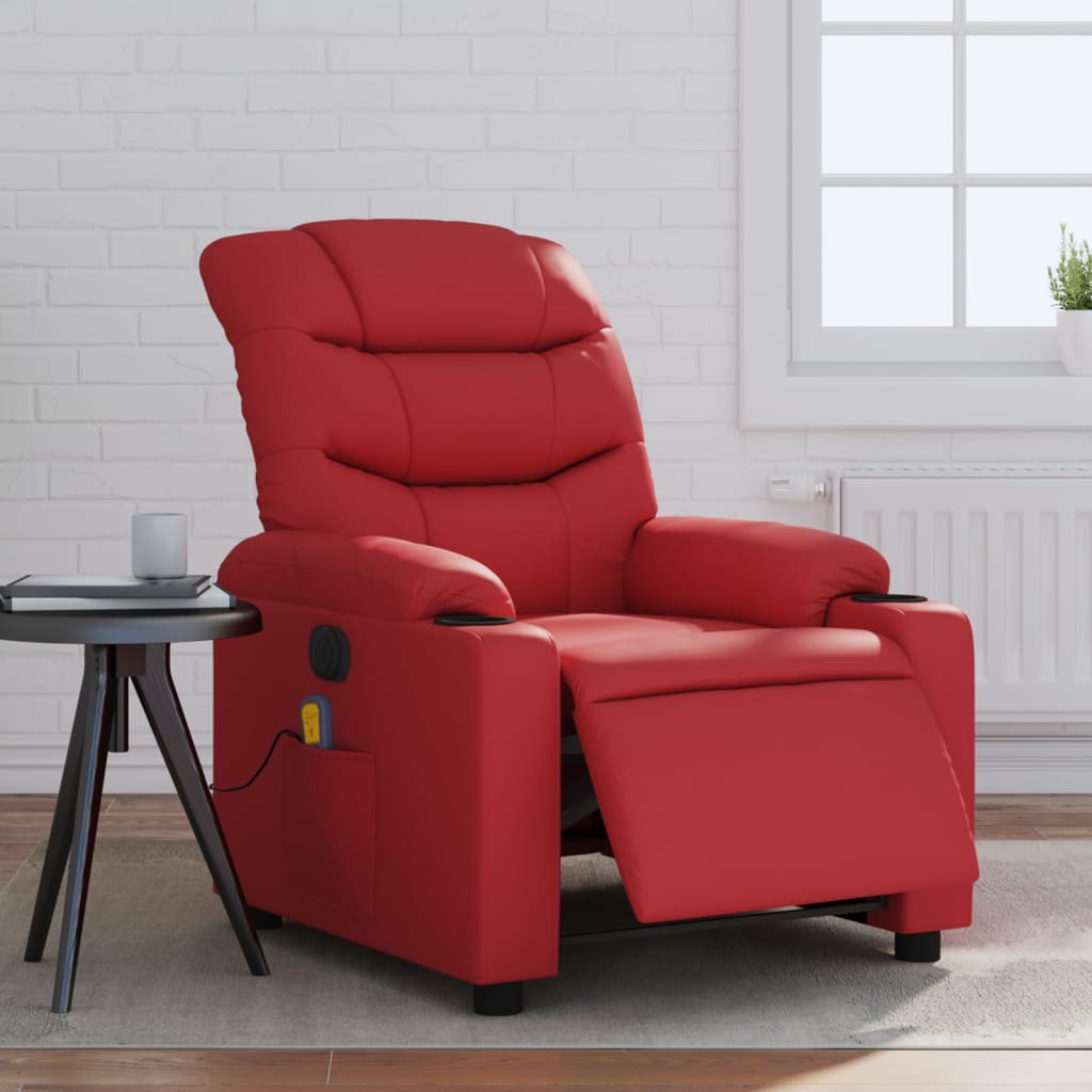 Fauteuil de massage inclinable électrique rouge similicuir - XIOS