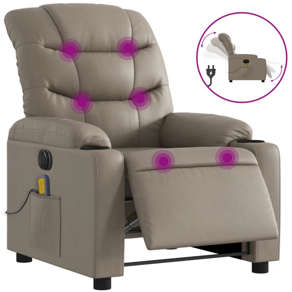 Fauteuil de massage inclinable électrique cappuccino similicuir - XIOS