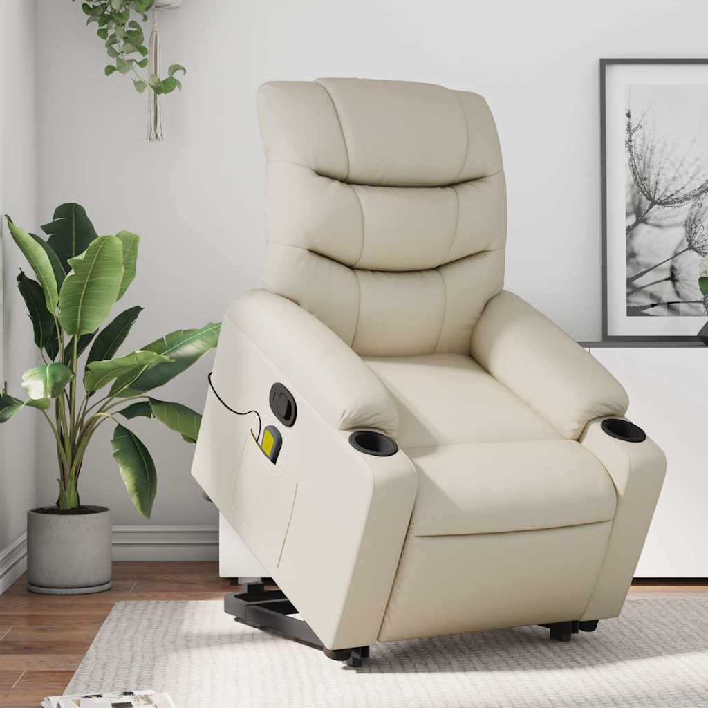 Fauteuil inclinable de massage Crème Similicuir - XIOS