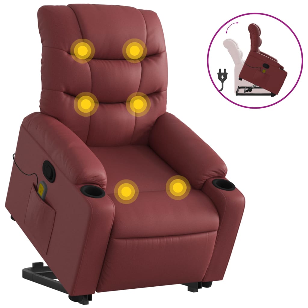 Fauteuil inclinable de massage Rouge bordeaux Similicuir - XIOS