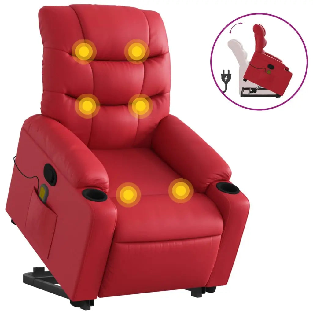 Fauteuil inclinable de massage Rouge Similicuir - XIOS