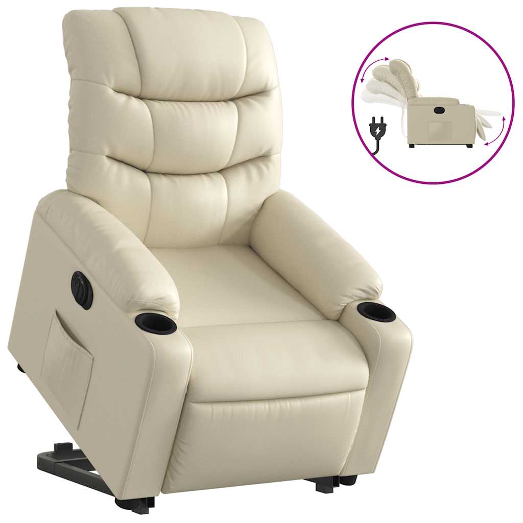 Fauteuil inclinable électrique crème similicuir - XIOS