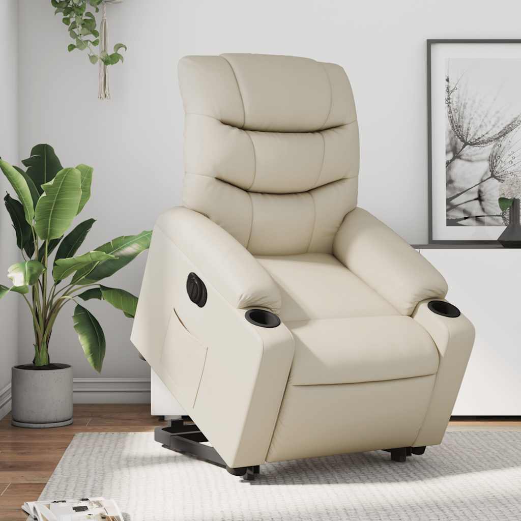 Fauteuil inclinable électrique crème similicuir - XIOS