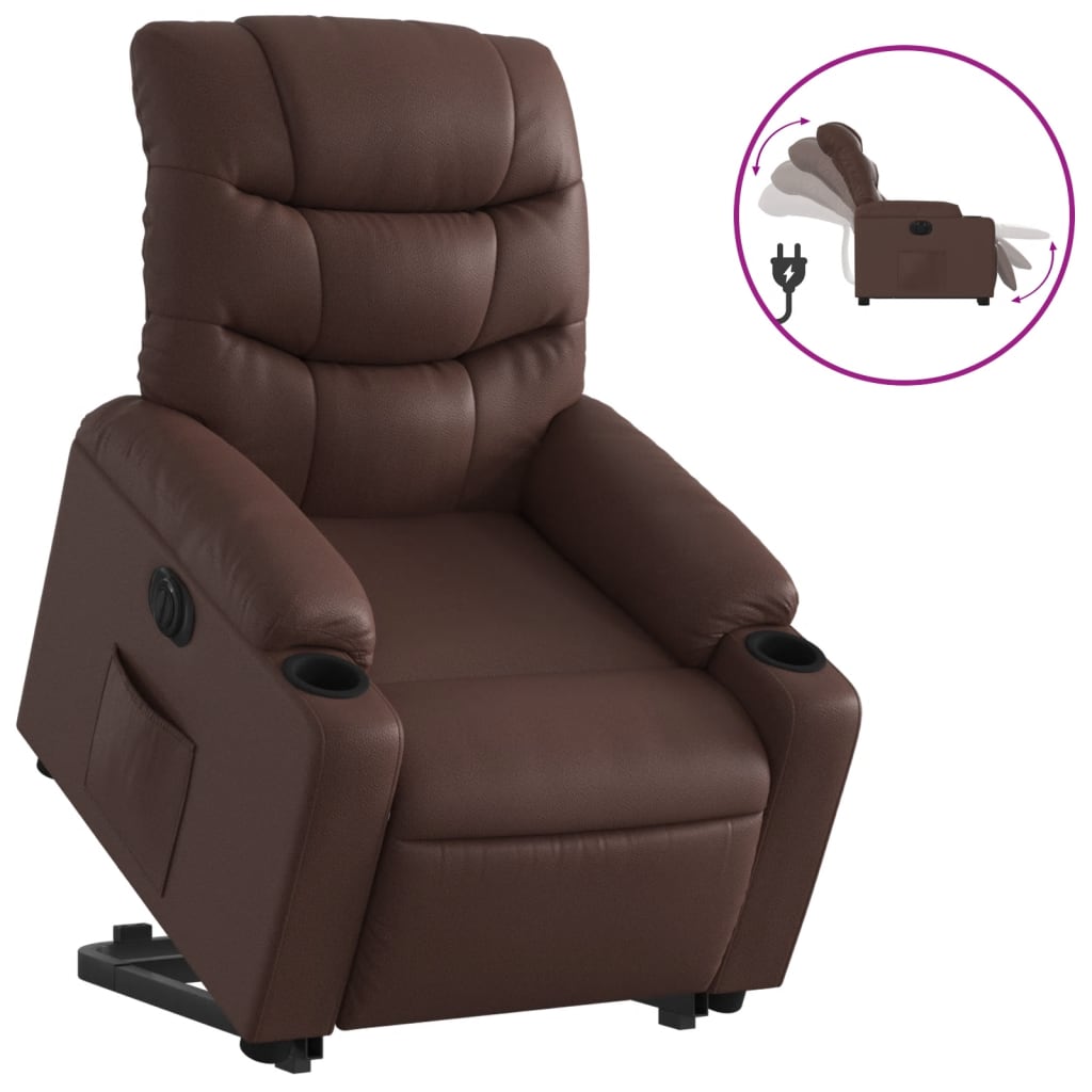 Fauteuil inclinable électrique marron similicuir - XIOS