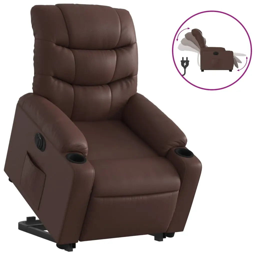 Fauteuil inclinable électrique marron similicuir - XIOS