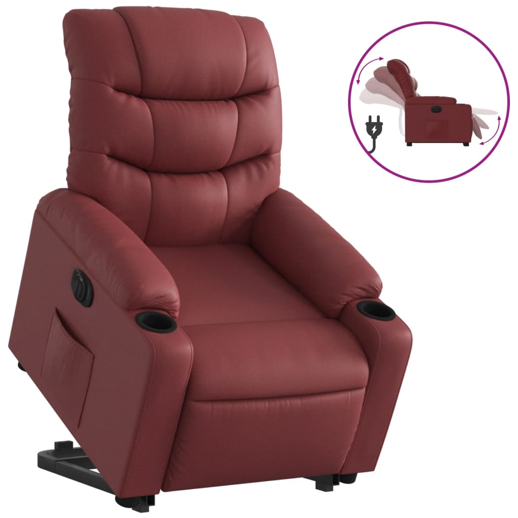 Fauteuil inclinable électrique rouge bordeaux similicuir - XIOS