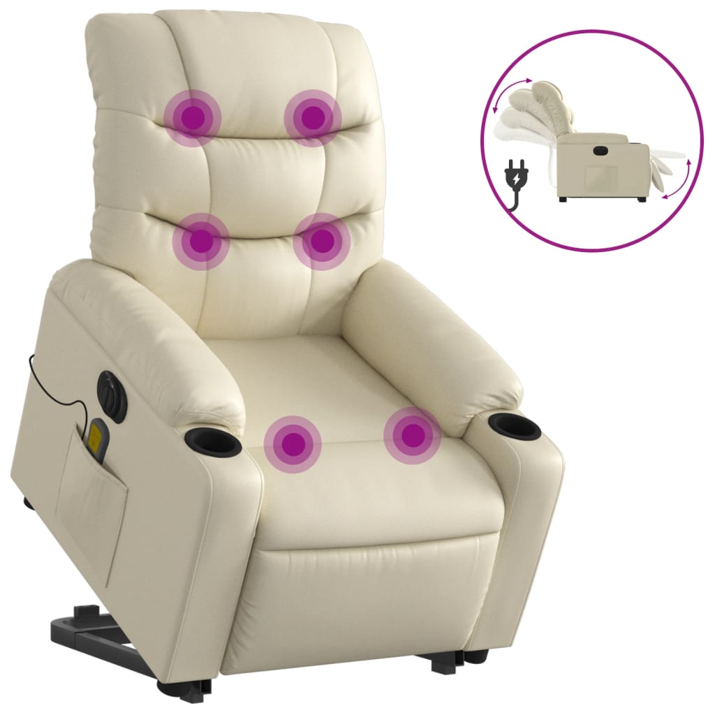 Fauteuil inclinable de massage électrique crème similicuir - XIOS