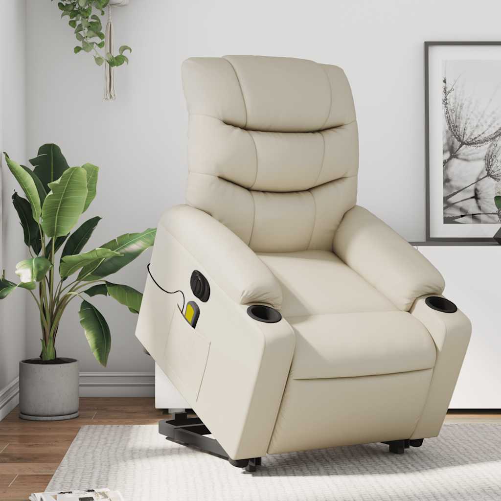 Fauteuil inclinable de massage électrique crème similicuir - XIOS