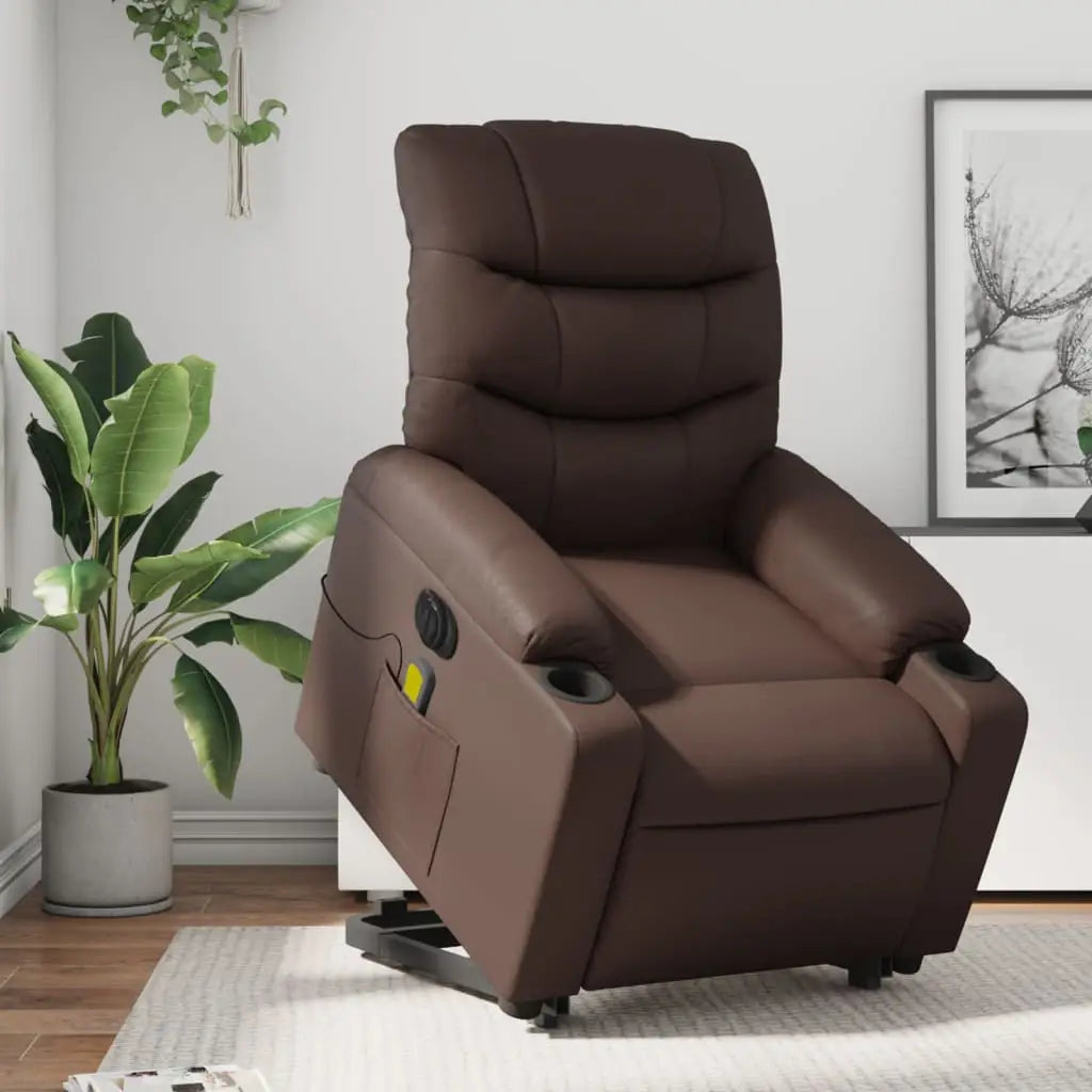 Fauteuil inclinable de massage électrique marron similicuir - XIOS