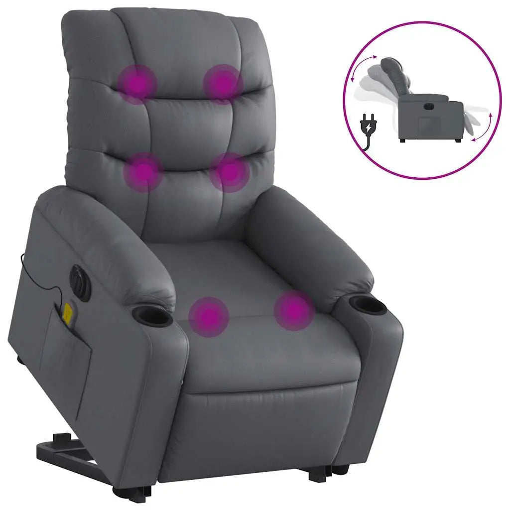 Fauteuil inclinable de massage électrique gris similicuir - XIOS