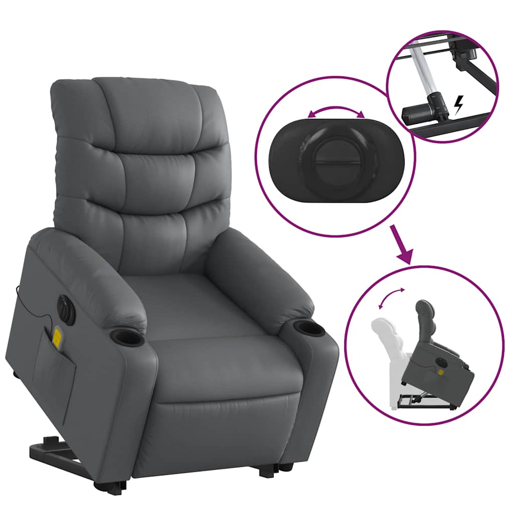 Fauteuil inclinable de massage électrique gris similicuir - XIOS