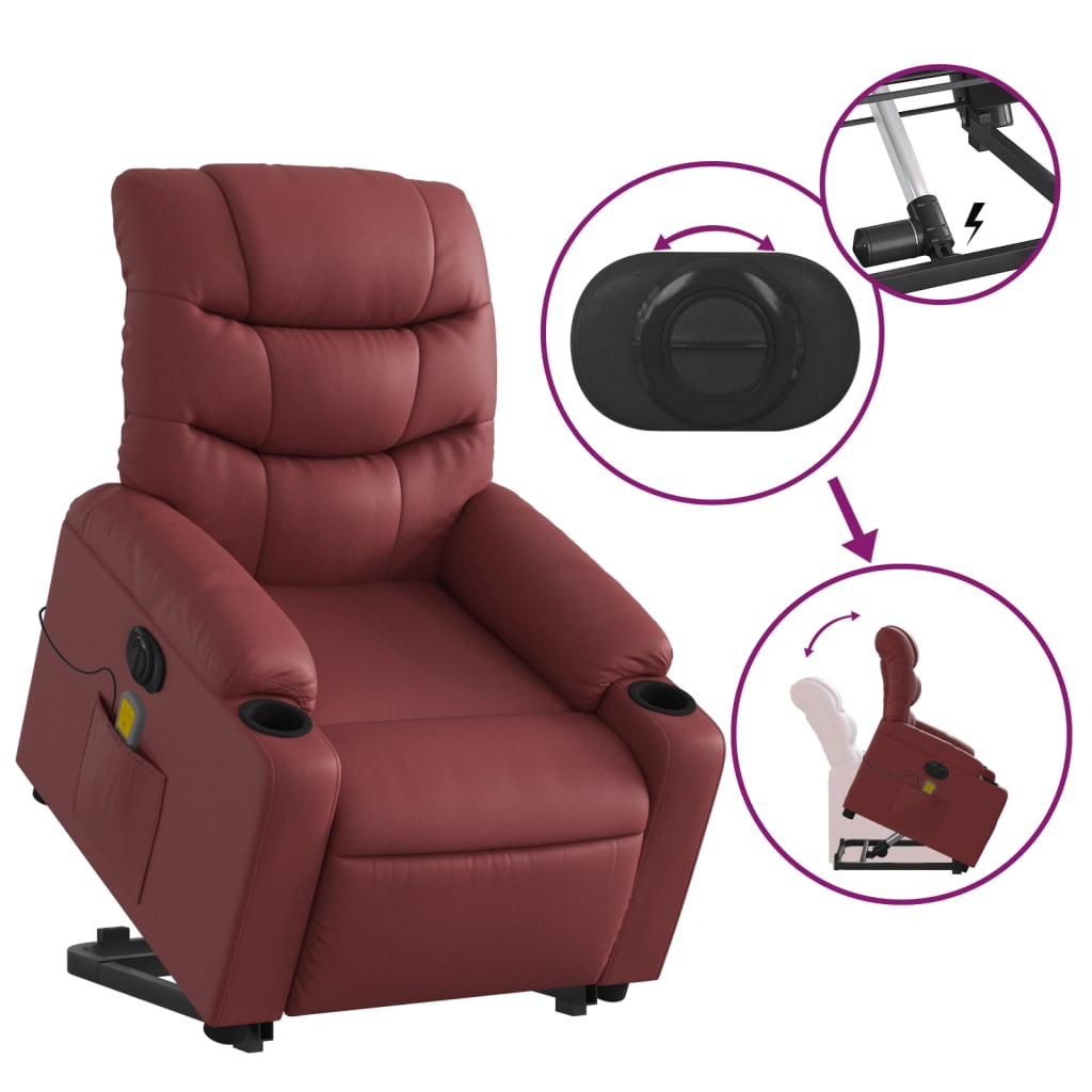 Fauteuil inclinable de massage électrique rouge bordeaux - XIOS