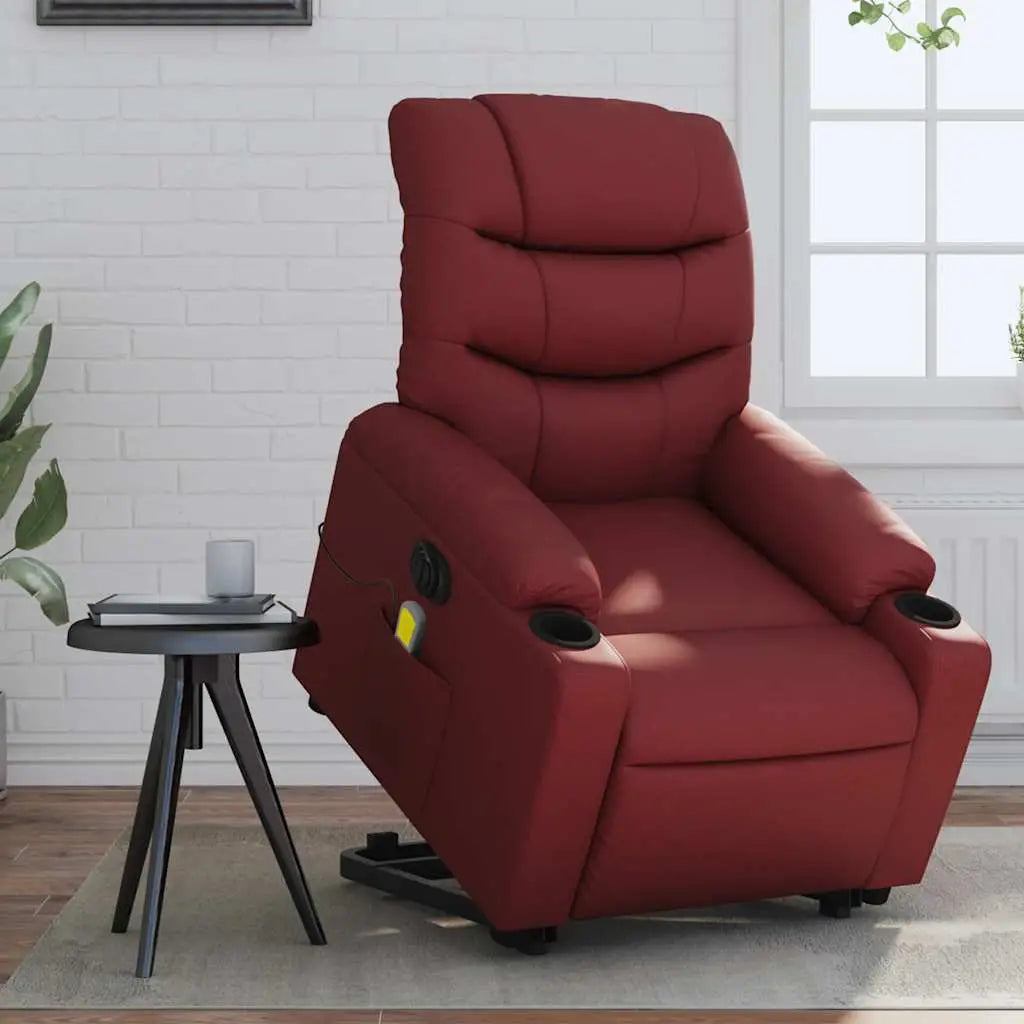 Fauteuil inclinable de massage électrique rouge bordeaux - XIOS