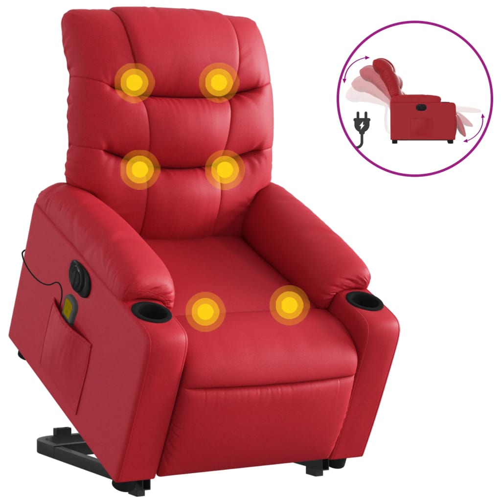 Fauteuil inclinable de massage électrique rouge similicuir - XIOS