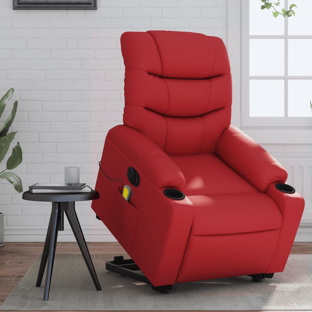 Fauteuil inclinable de massage électrique rouge similicuir - XIOS