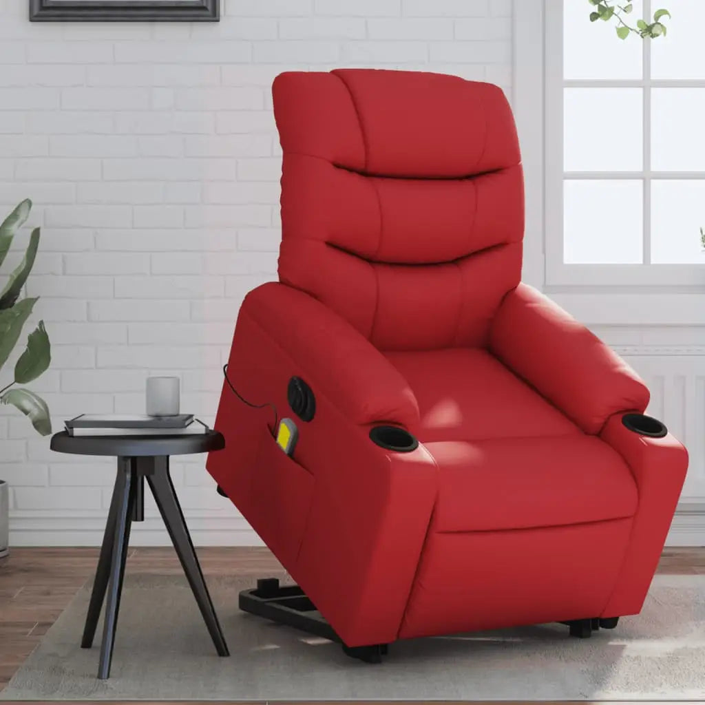 Fauteuil inclinable de massage électrique rouge similicuir - XIOS