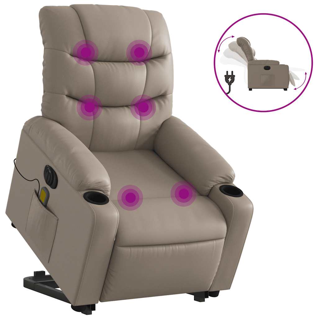 Fauteuil inclinable de massage électrique cappuccino similicuir - XIOS