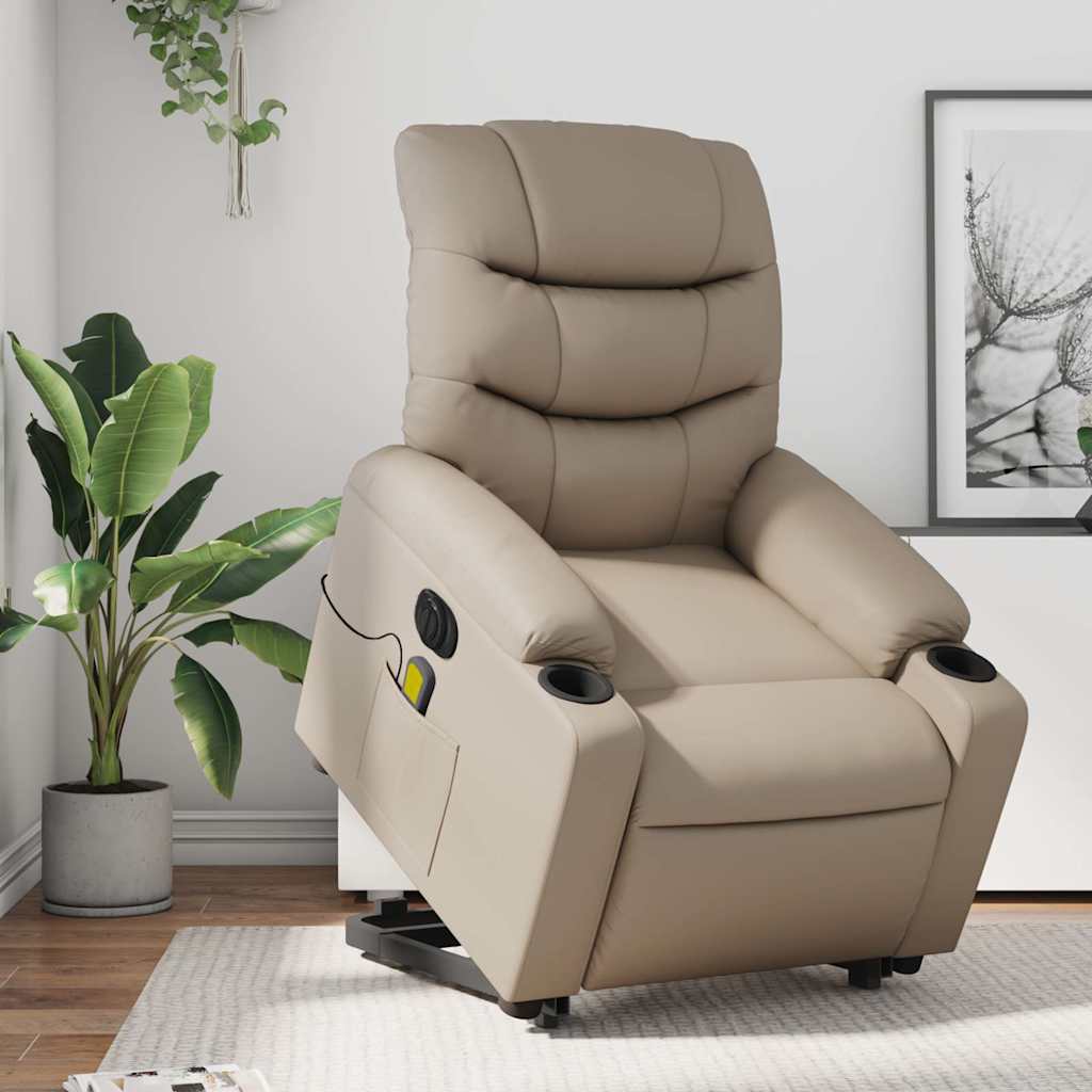Fauteuil inclinable de massage électrique cappuccino similicuir - XIOS