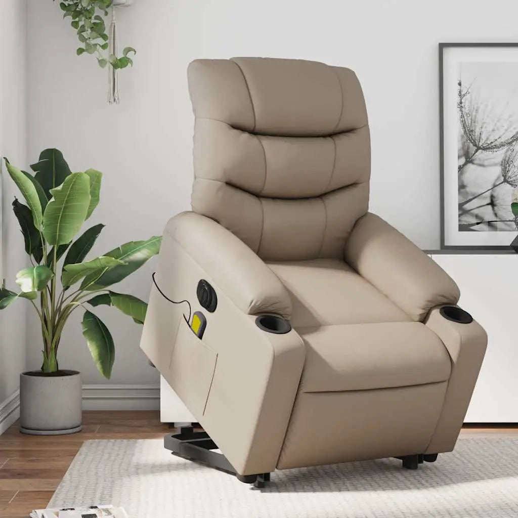 Fauteuil inclinable de massage électrique cappuccino similicuir - XIOS