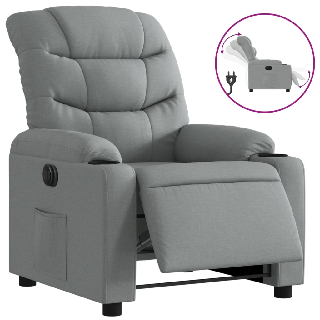 Fauteuil inclinable électrique Gris clair Tissu - XIOS