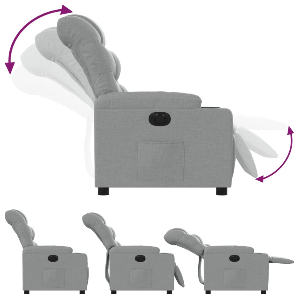 Fauteuil inclinable électrique Gris clair Tissu - XIOS