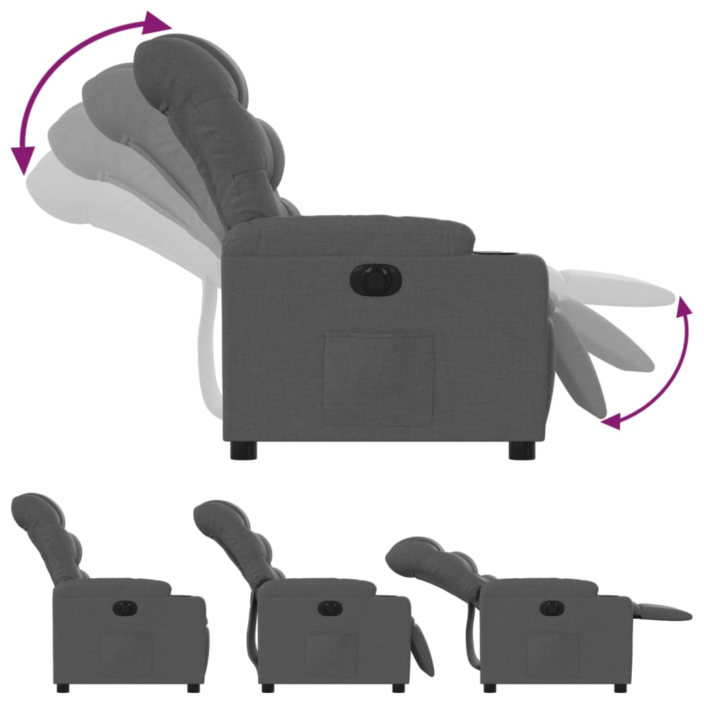 Fauteuil inclinable électrique Gris foncé Tissu - XIOS