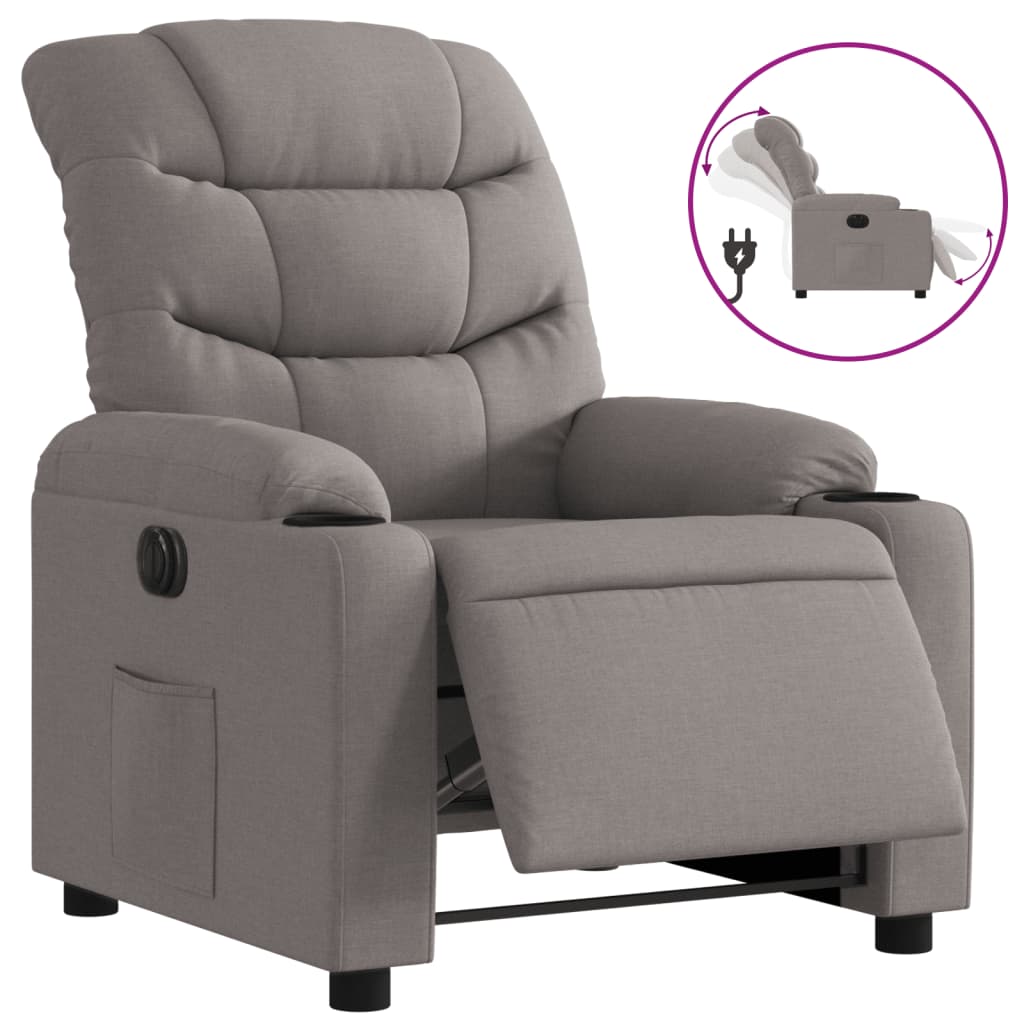 Fauteuil inclinable électrique Taupe Tissu - XIOS