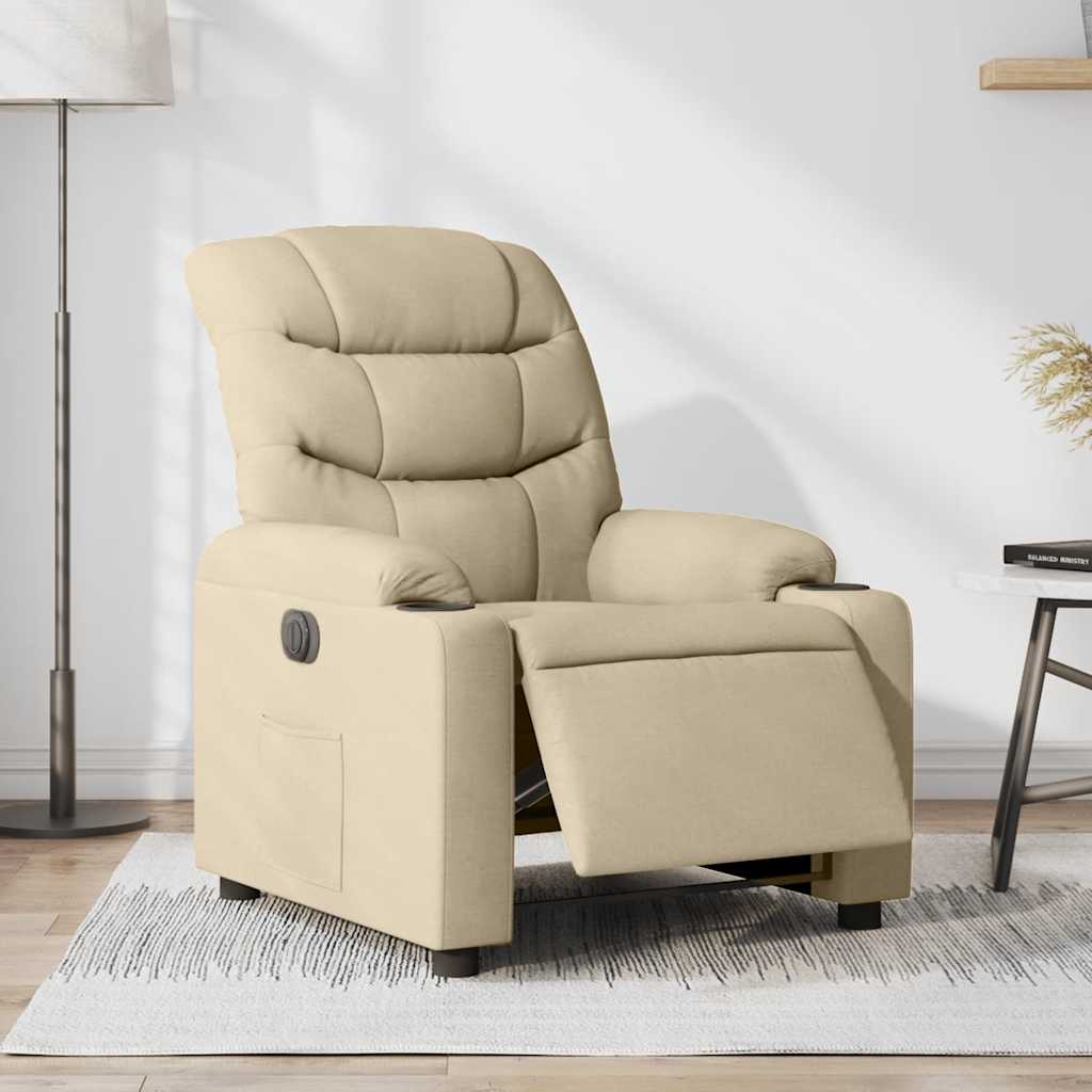 Fauteuil inclinable électrique Crème Tissu - XIOS