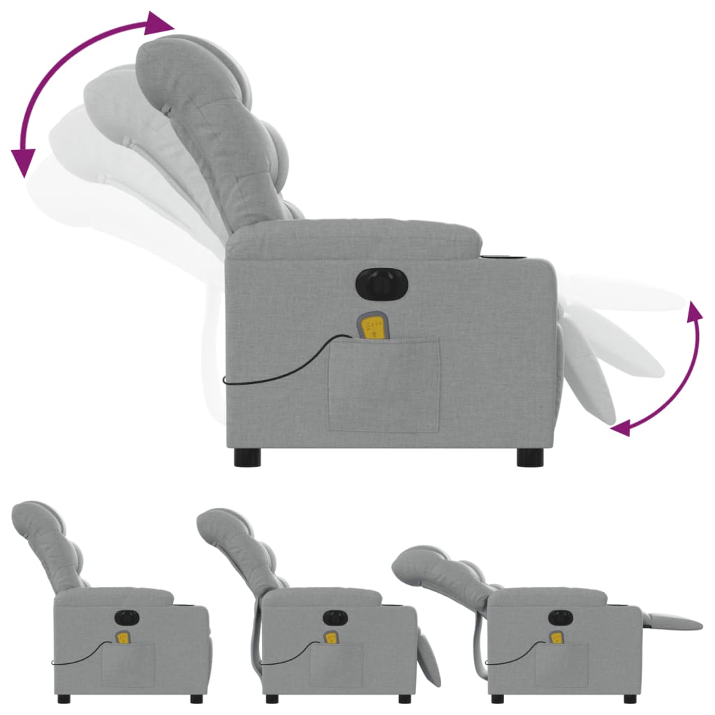 Fauteuil de massage inclinable électrique gris clair tissu - XIOS