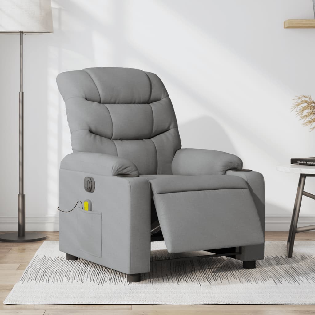 Fauteuil de massage inclinable électrique gris clair tissu - XIOS