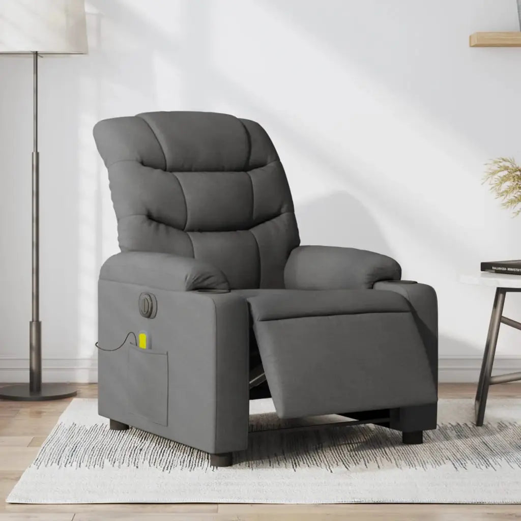 Fauteuil inclinable de massage électrique gris foncé tissu - XIOS