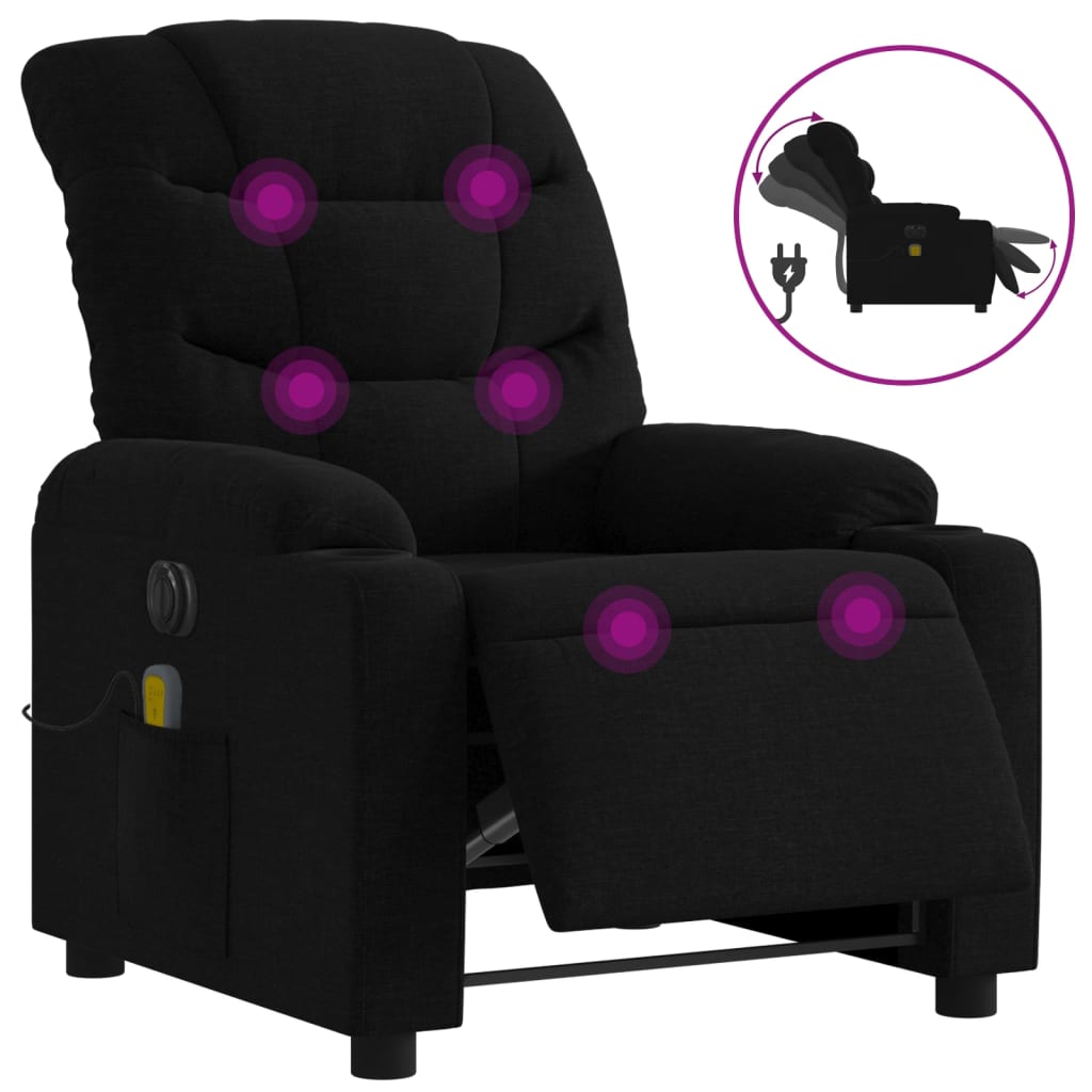 Fauteuil de massage inclinable électrique Noir Tissu - XIOS
