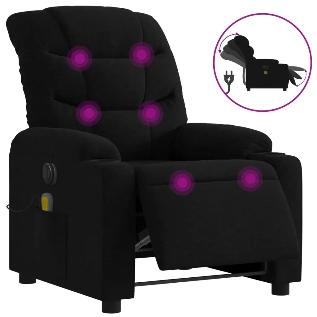 Fauteuil de massage inclinable électrique Noir Tissu - XIOS
