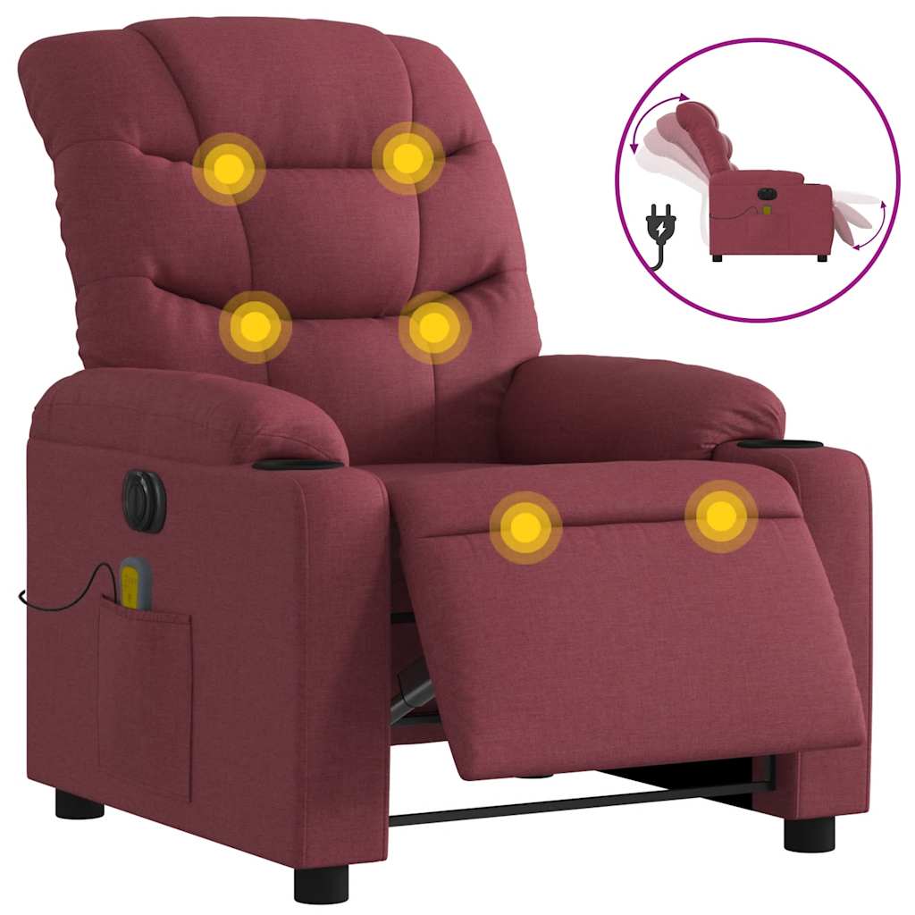 Fauteuil de massage inclinable électrique Rouge bordeaux Tissu - XIOS