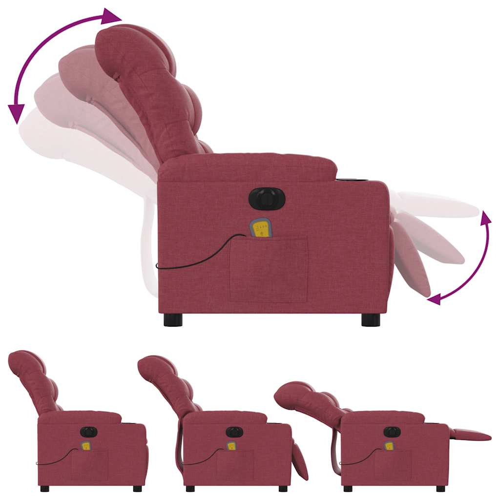 Fauteuil de massage inclinable électrique Rouge bordeaux Tissu - XIOS