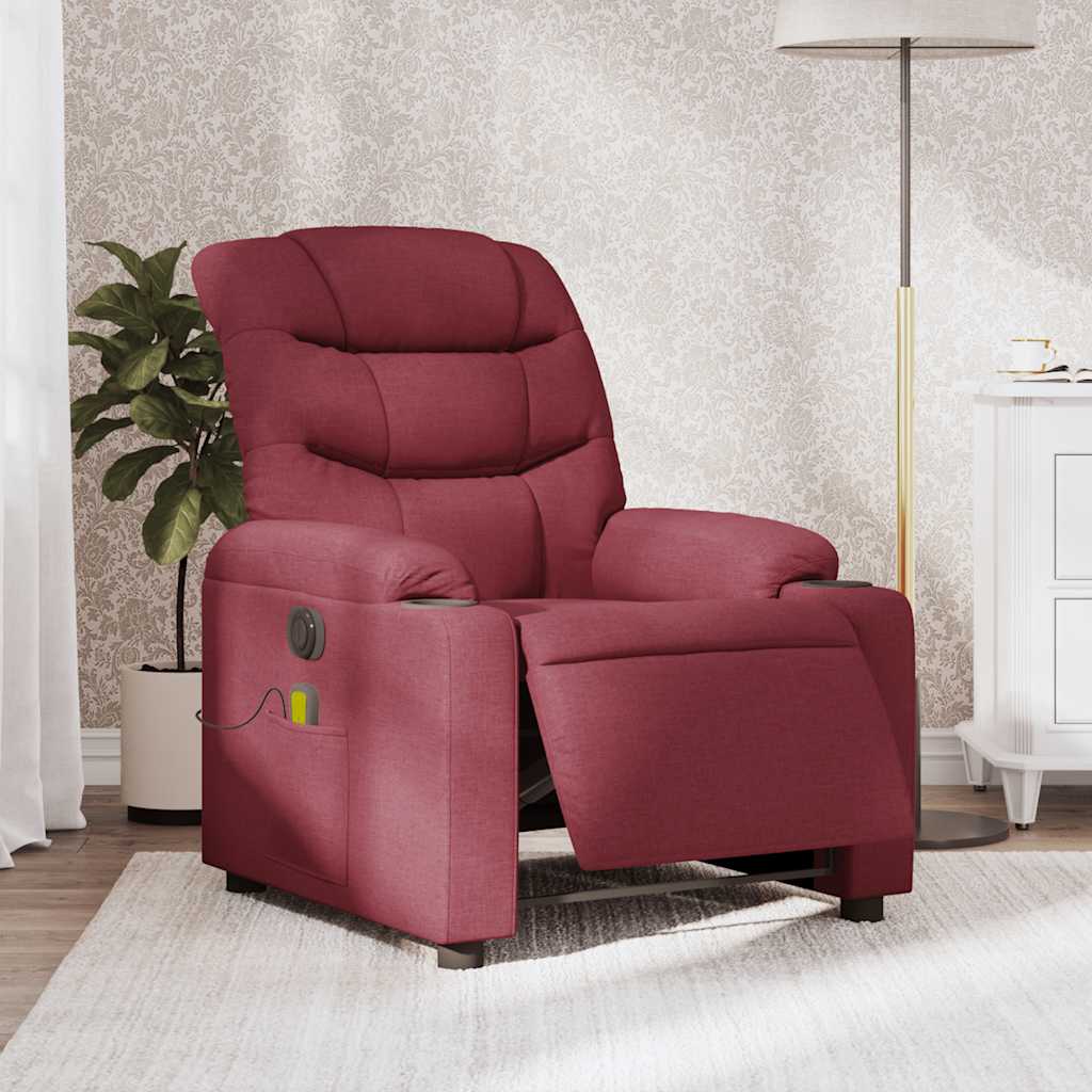 Fauteuil de massage inclinable électrique Rouge bordeaux Tissu - XIOS